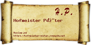 Hofmeister Péter névjegykártya