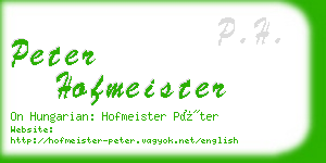 peter hofmeister business card